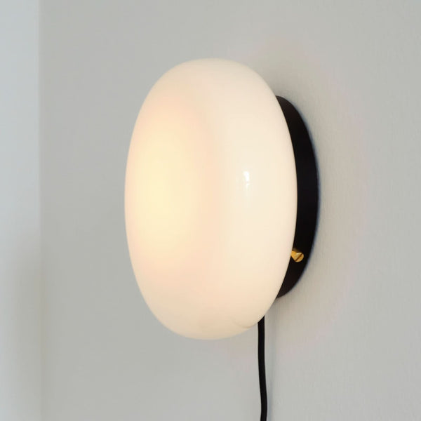 Applique murale OPA en verre, blanc et noir, 2 lumières, Ø 21,5 cm