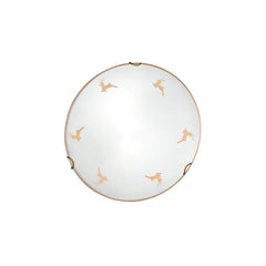Applique murale Kolarz Nonna en verre, blanc et doré, Ø 30 cm, 60 W, hauteur 8 cm