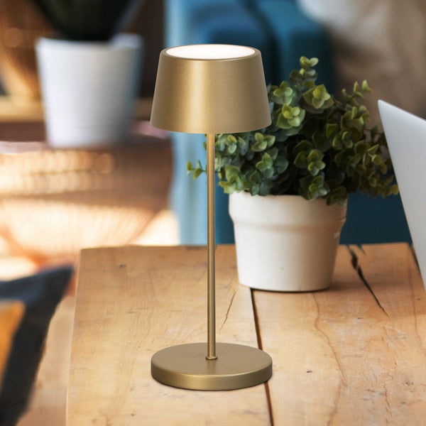Lampe à poser d'extérieur LED rechargeable Asena Pro en métal, bronze, Ø 11 cm, IP54