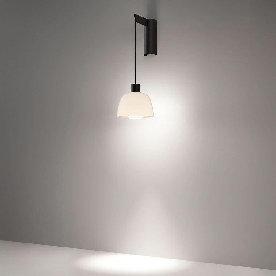 Applique murale LED Drep A/01 en verre, blanc et noir, hauteur 39,8 cm