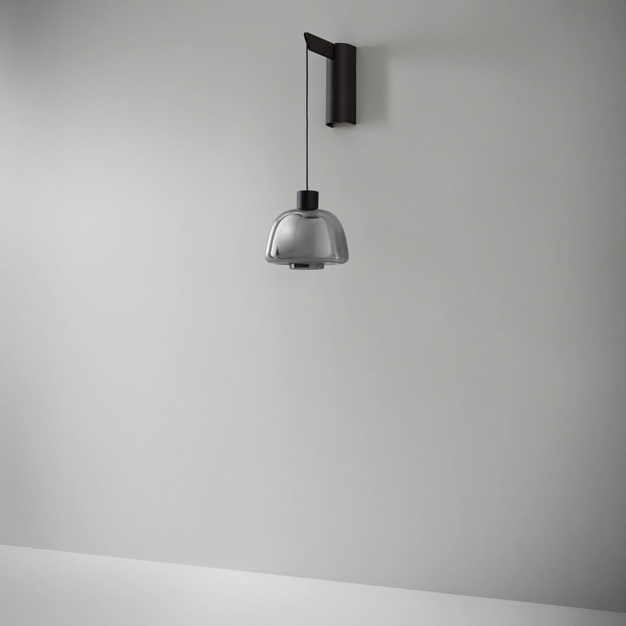 Applique murale LED Drep A/01 en verre, gris fumée teinté et noir, hauteur 39,8 cm