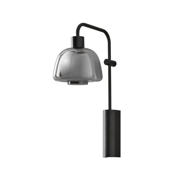 Applique murale LED Drep A/04 en verre, noir et gris fumée, hauteur 40,1 cm