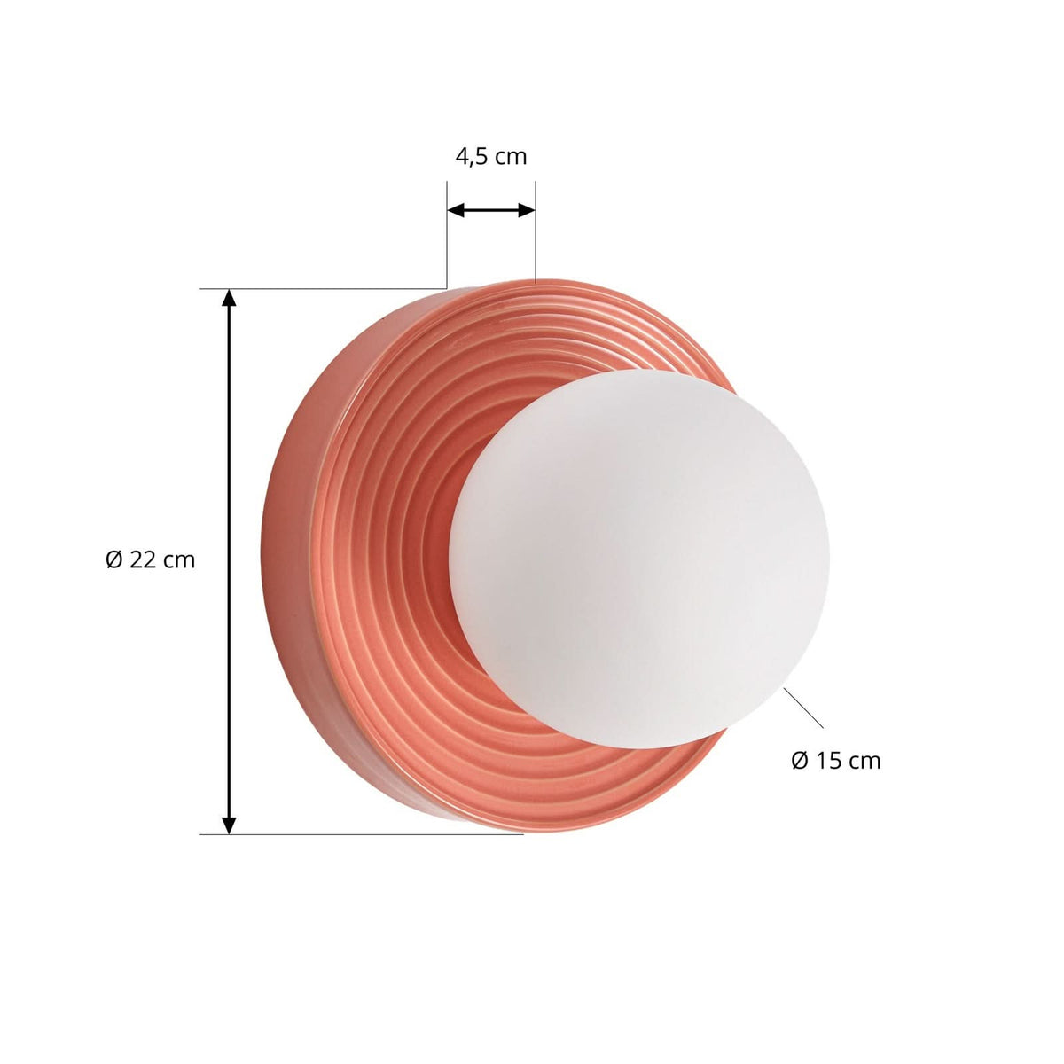 Applique murale Harriet en verre, orange et blanc, Ø 22 cm