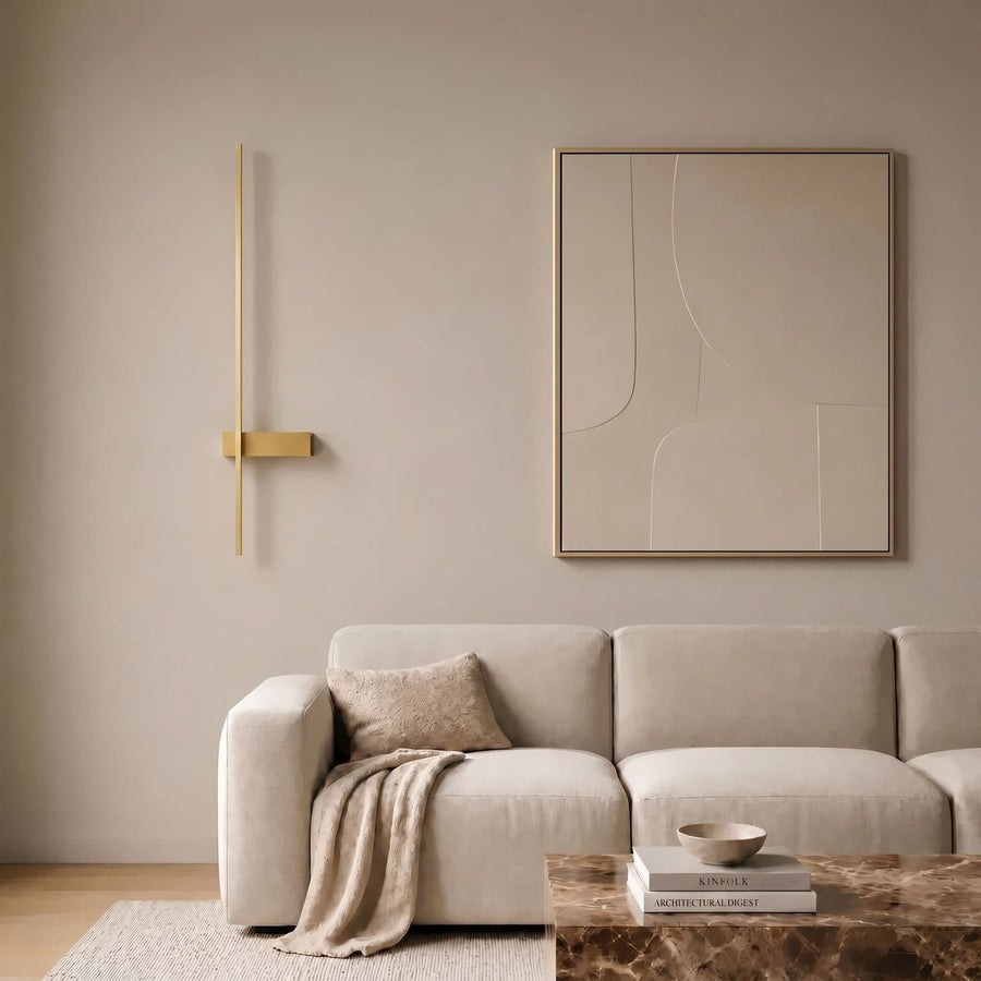 Applique murale LED Natsumi en aluminium, laiton, hauteur 90 cm