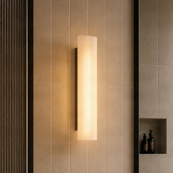 Applique murale LED Victoire en verre, blanc, hauteur 50 cm, IP44