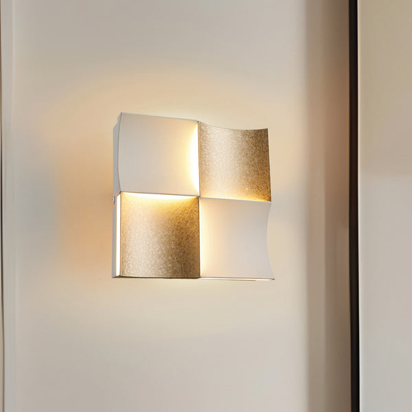 Applique murale LED Ariella en aluminium, doré et blanc, hauteur 21 cm