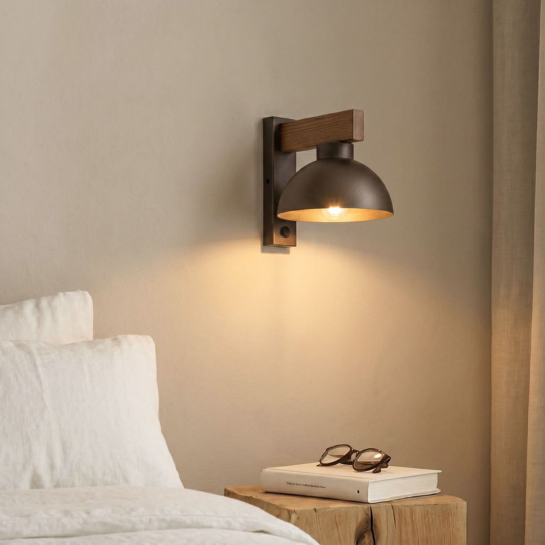 Applique murale Oslo en bois, marron, hauteur 20 cm