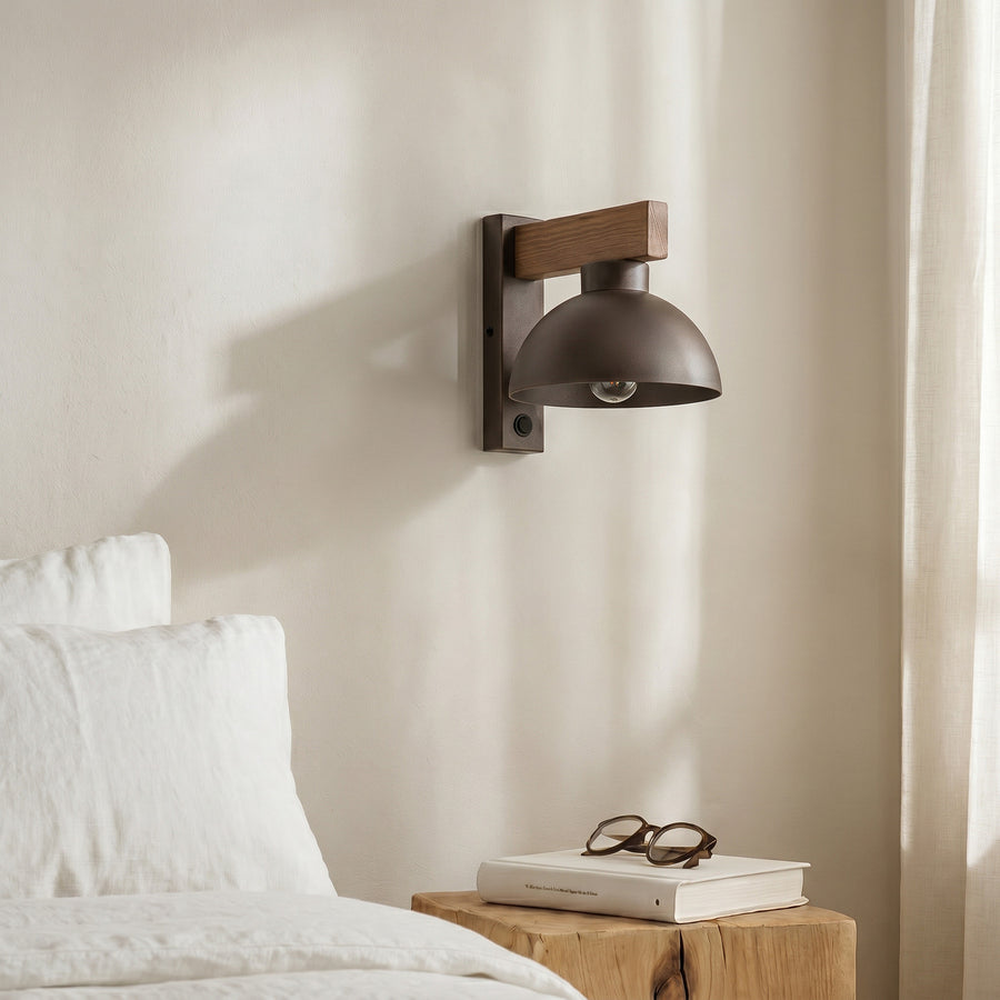 Applique murale Oslo en bois, marron, hauteur 20 cm