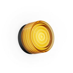 Applique murale LED Hajo en verre, ambre et noir, Ø 12,4 cm, IP44