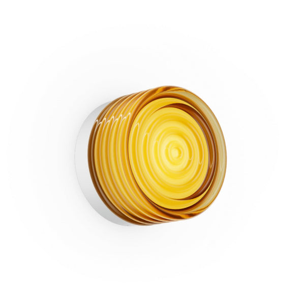 Applique murale LED Hajo en verre, ambre et blanc, Ø 12,4 cm, IP44