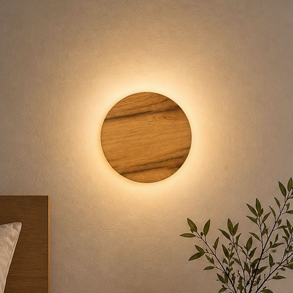 Applique murale LED Havana S en bois, noir mat, Ø 19 cm, IP44, 12 W, modèle 2