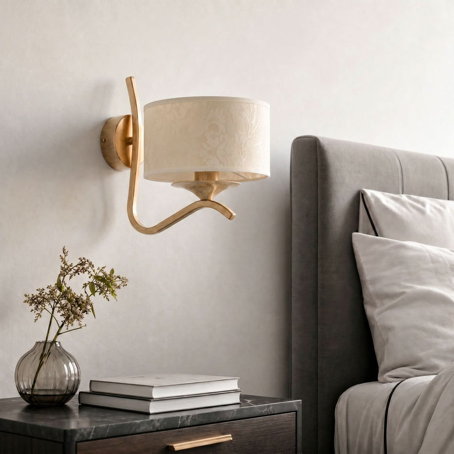 Applique murale Kaszmir Ecrie en verre, beige et doré, hauteur 23 cm