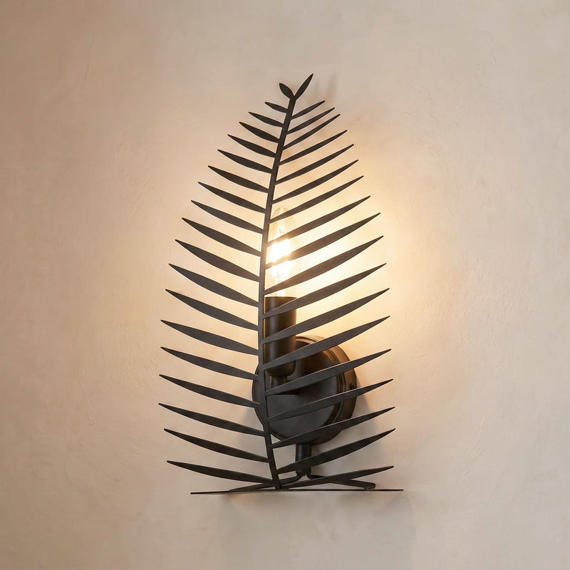Applique murale Leaf en métal, noir, hauteur 30 cm