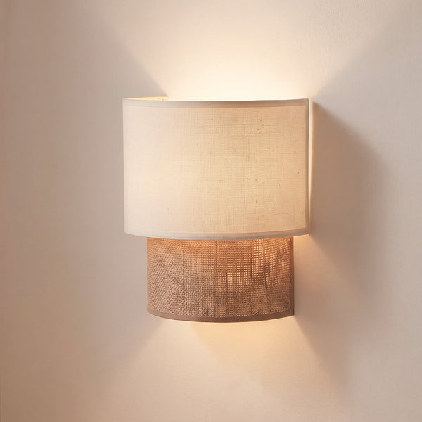 Applique murale Boho en tissu, marron et blanc, hauteur 21,5 cm