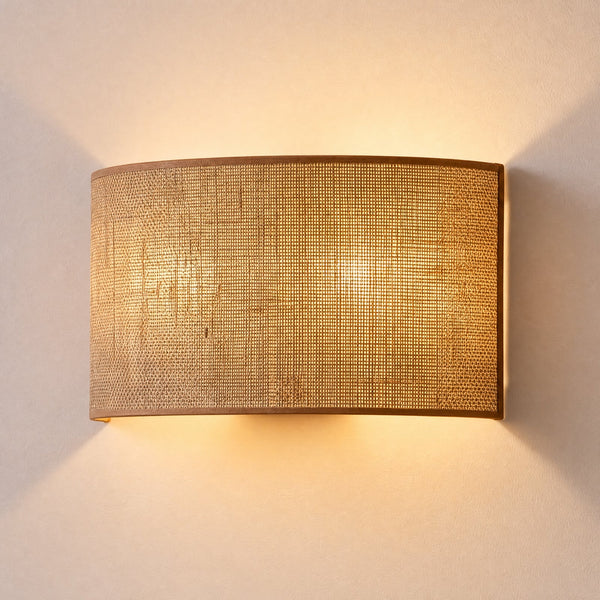 Applique murale Nature en tissu, marron, 2 lumières, hauteur 16 cm