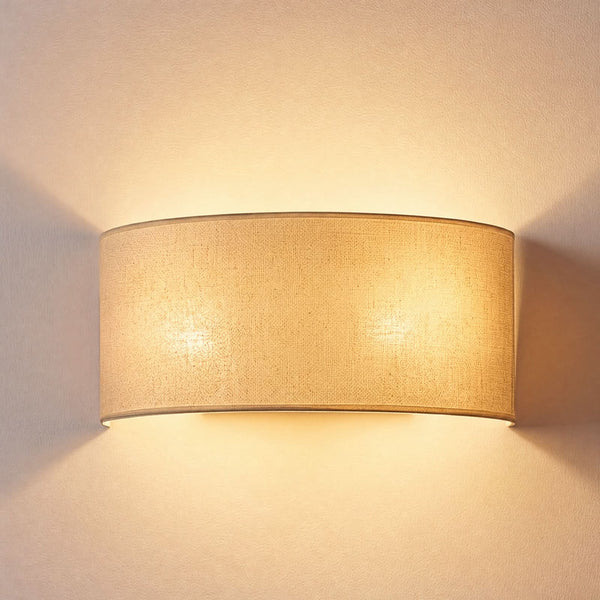 Applique murale Nature en tissu, crème, 2 lumières, hauteur 16 cm