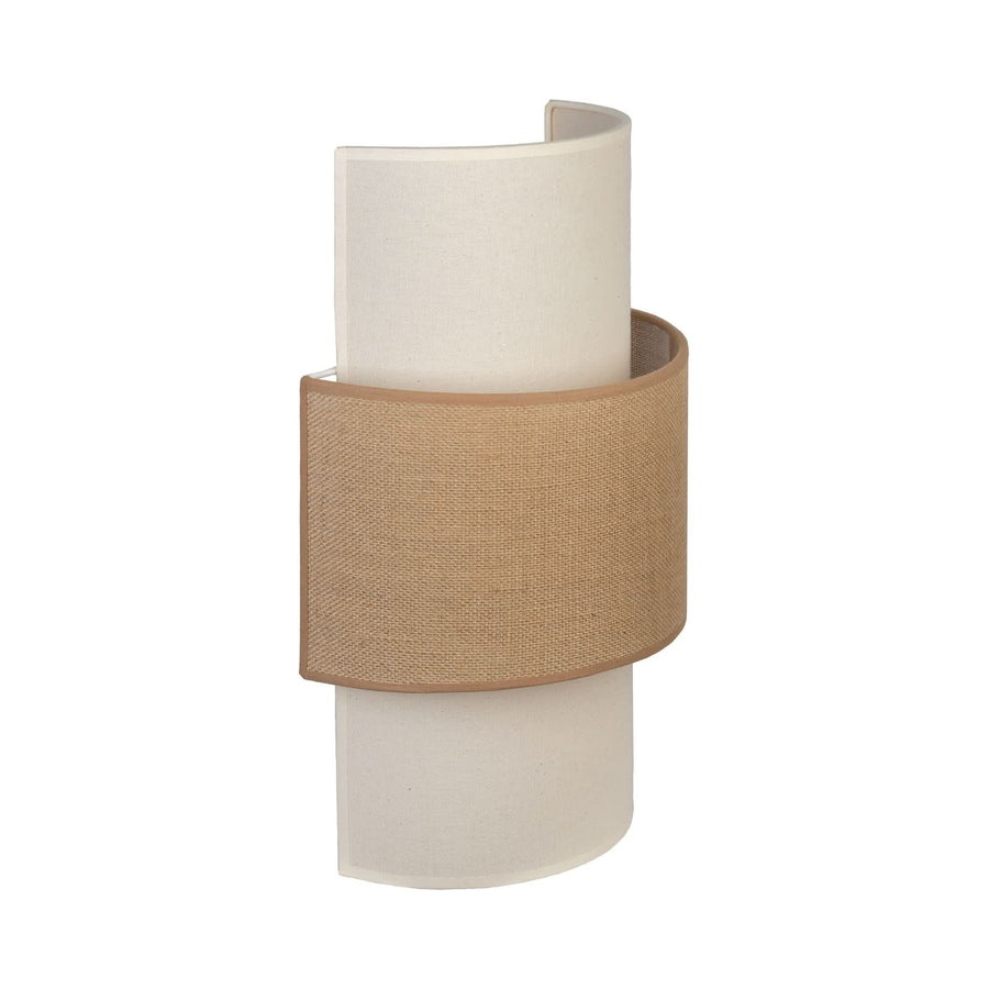 Applique murale Nature en tissu, marron et crème, 2 lumières, hauteur 40,5 cm