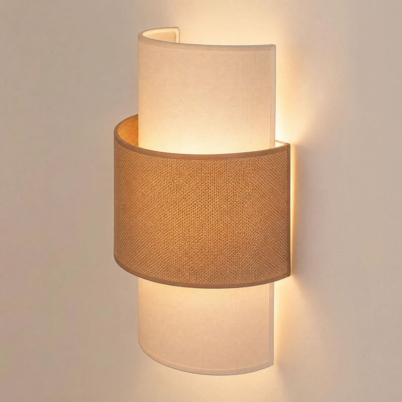 Applique murale Nature en tissu, marron et crème, 2 lumières, hauteur 40,5 cm