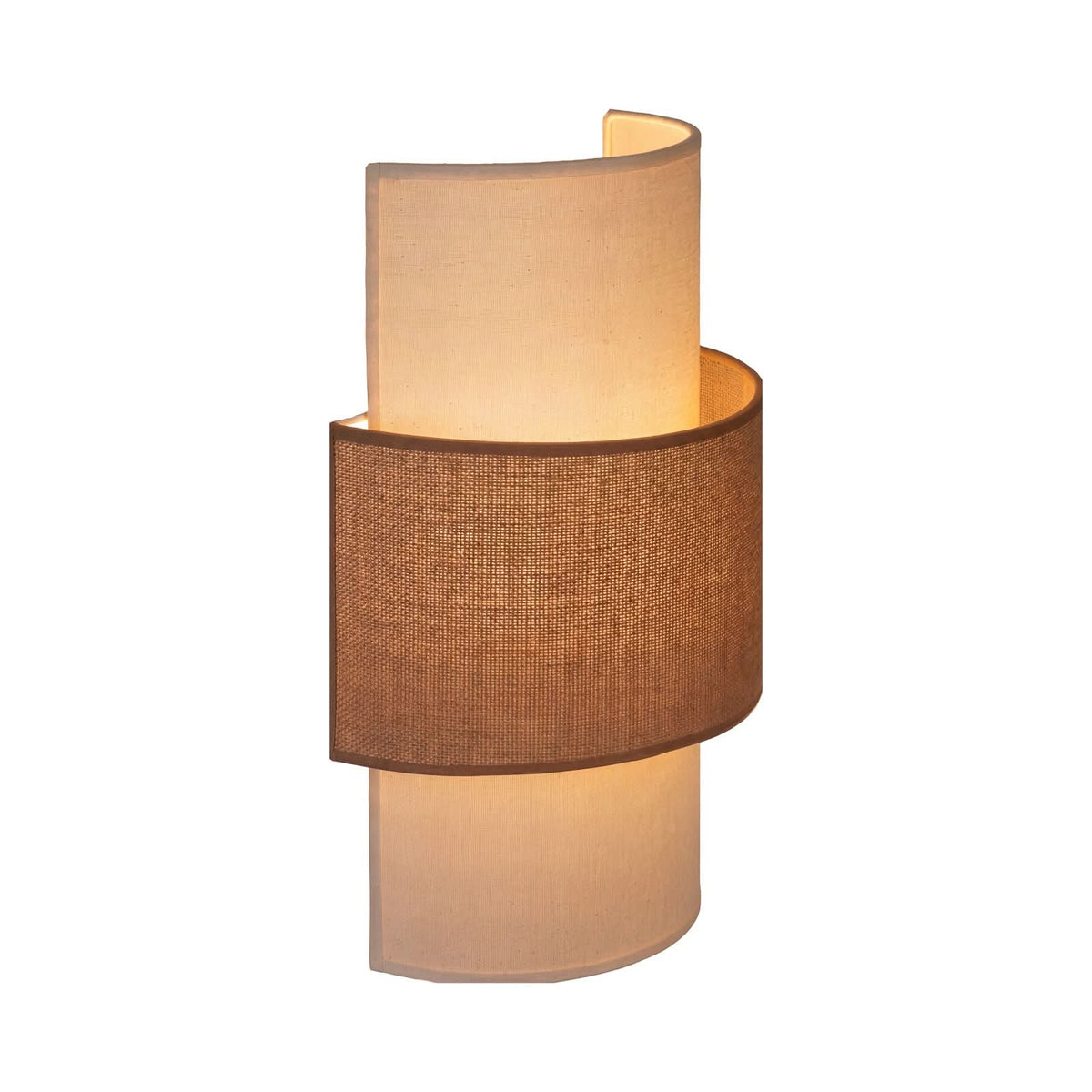 Applique murale Nature en tissu, marron et crème, 2 lumières, hauteur 40,5 cm
