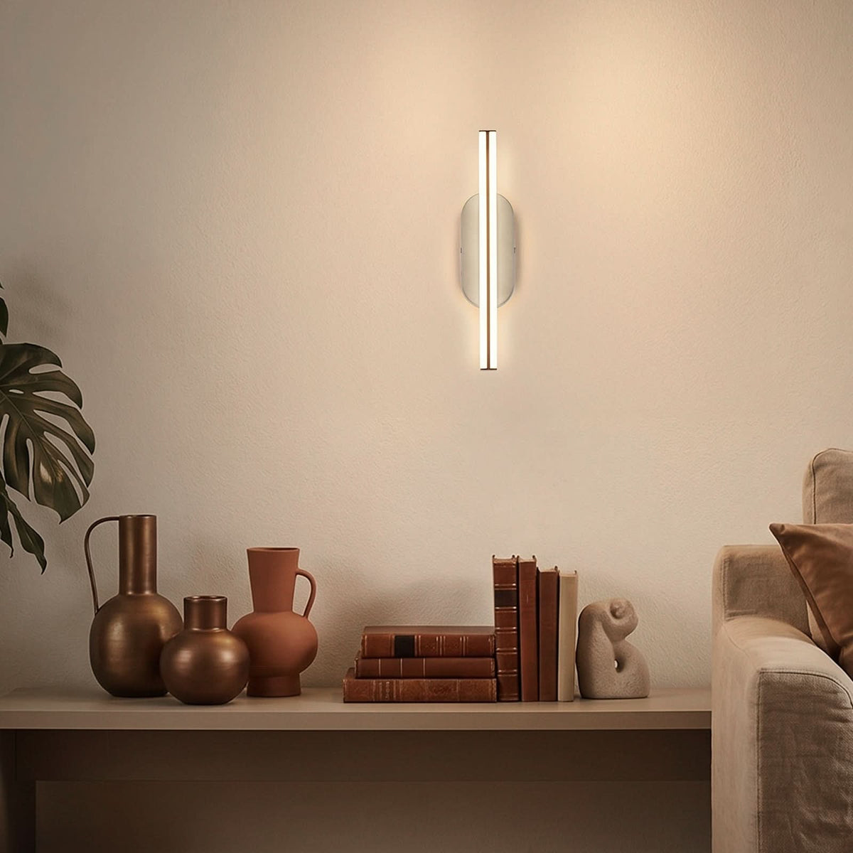 Applique murale LED Ruth en métal, gris clair et blanc, hauteur 30 cm