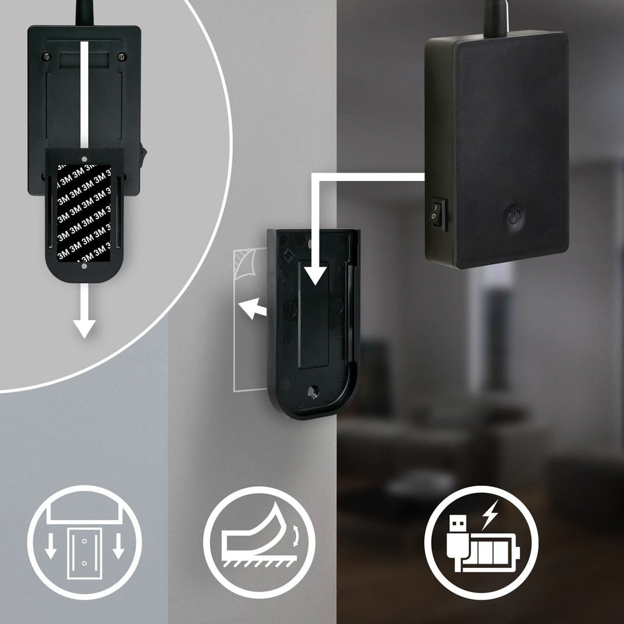 Applique murale LED rechargeable Brilo, noir, hauteur 51 cm