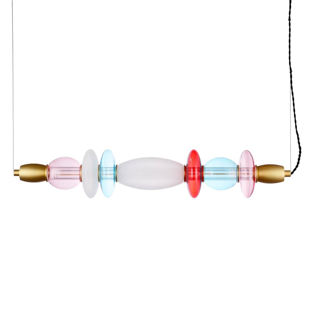 Suspension horizontale Léonor – Verre soufflé et design lumineux doré