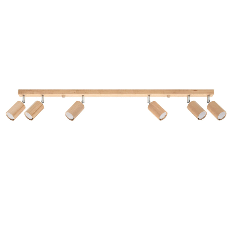 BERG 6 natural wood ceiling light