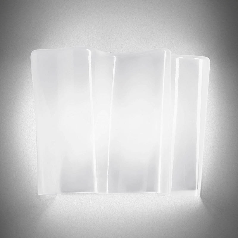 Applique murale Logico Mini en verre, blanc, hauteur 22 cm