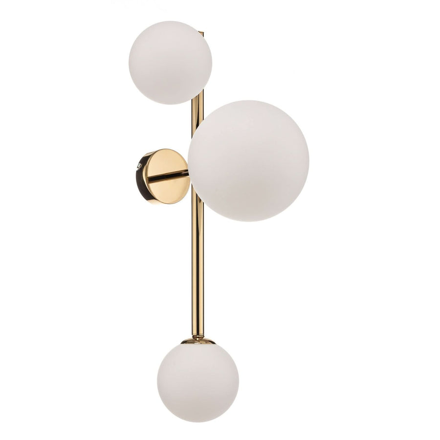 Applique murale Dione en verre, doré et blanc, 3 lumières, hauteur 66 cm