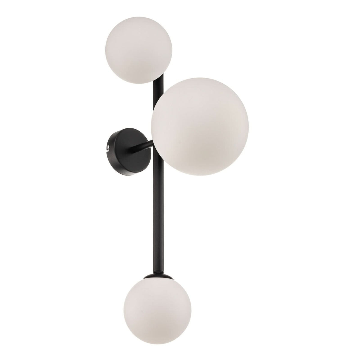 Applique murale Dione en verre, noir et blanc, 3 lumières, hauteur 66 cm