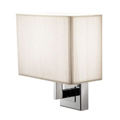 Applique murale Axolight Clavius en tissu, blanc et chrome, hauteur 23 cm