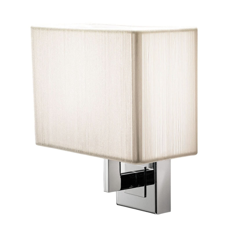 Applique murale Axolight Clavius en tissu, blanc et chrome, hauteur 23 cm