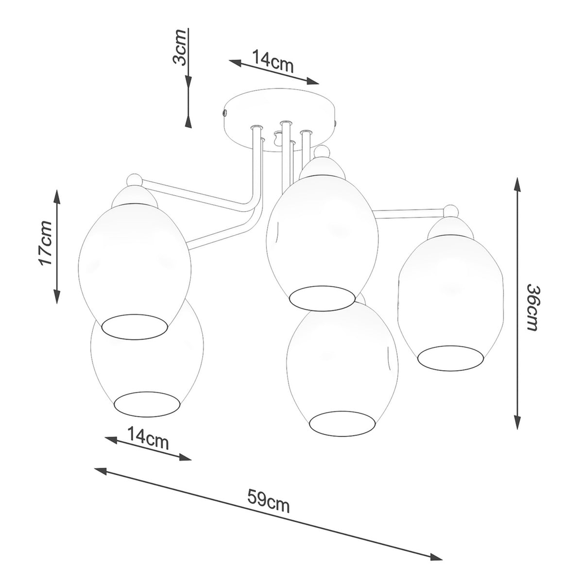 Lustre FILLAN 5 noir