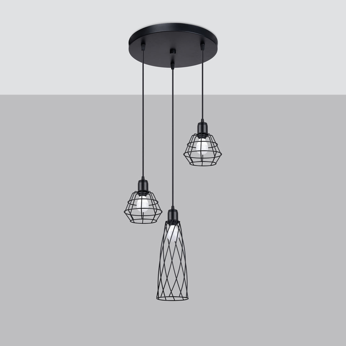 SUBA 3P pendant lamp black