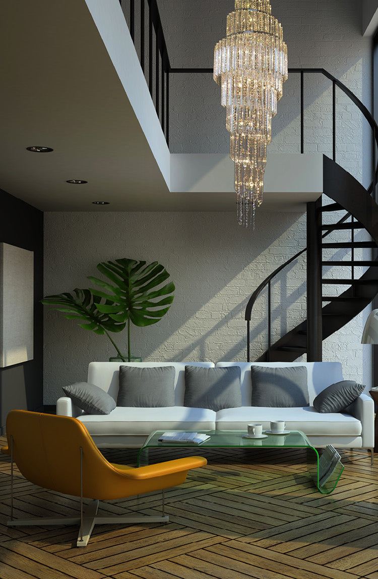 Spiral crystal pendant light