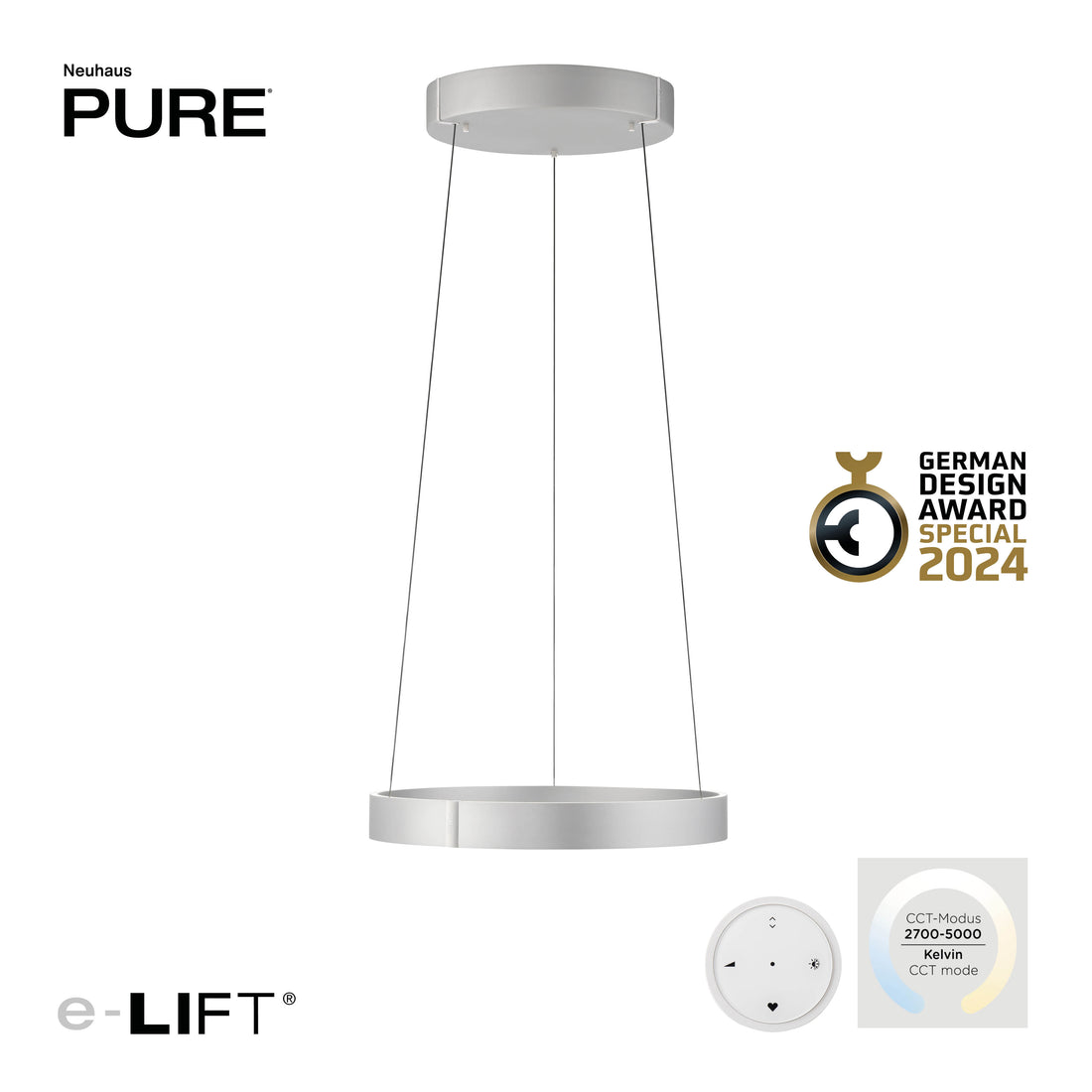 Suspension Pure E-Clipse aluminium, L 50 cm