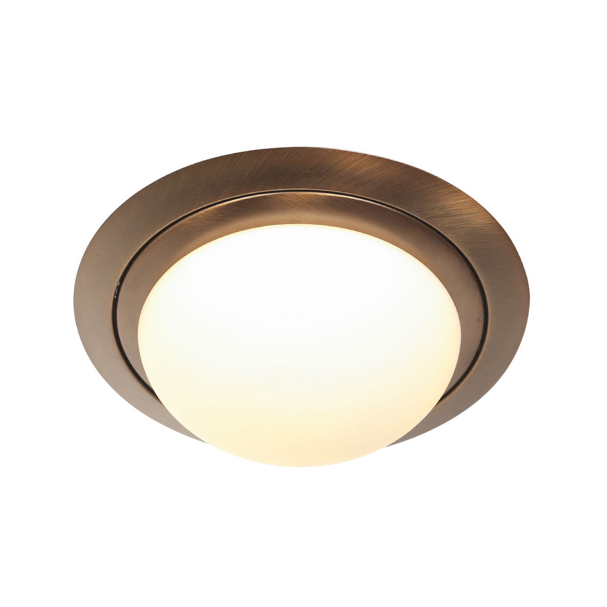 Gros plan sur le bandeau bronze brossé et le diffuseur blanc lumineux
