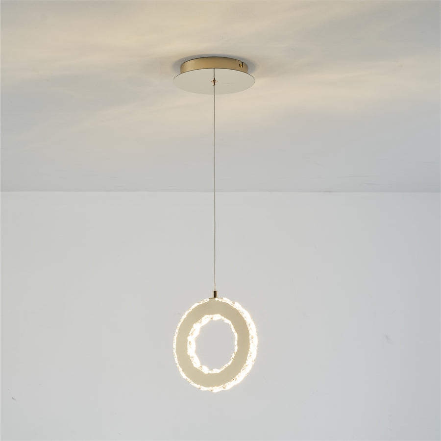 Suspension Girona dorée, cristal, L 18 cm