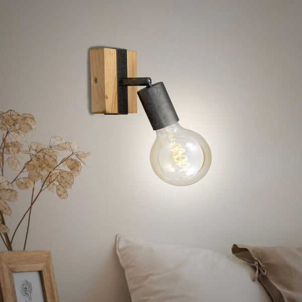 Applique murale Wood Basic en bois, taupe, hauteur 10 cm