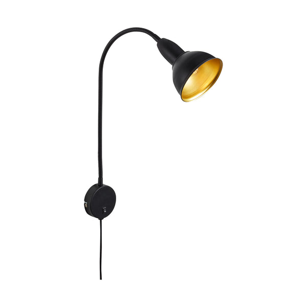 Applique murale Hygge Comfort en métal, noir et or, hauteur 71 cm