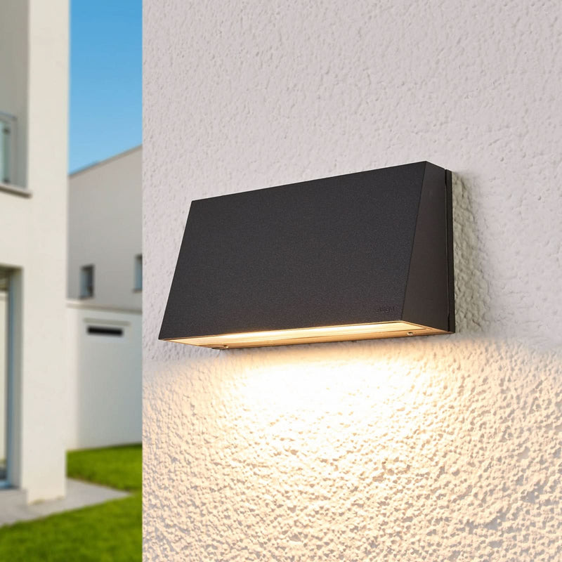 Applique d'extérieur LED 22261K3 en verre, graphite et transparent satiné, hauteur 9,5 cm