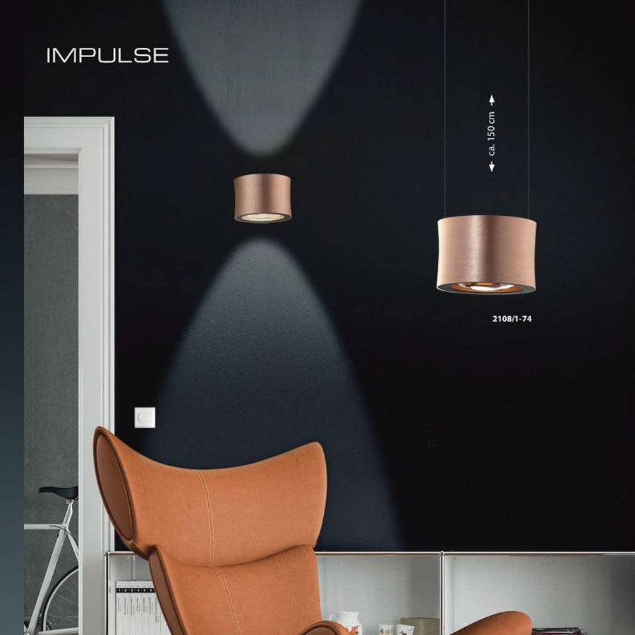 Applique murale LED Impulse en verre, rosé, Ø 12 cm