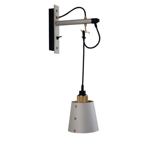Applique murale Hooked Wall en acier, gris clair et laiton, 40 W, modèle 2
