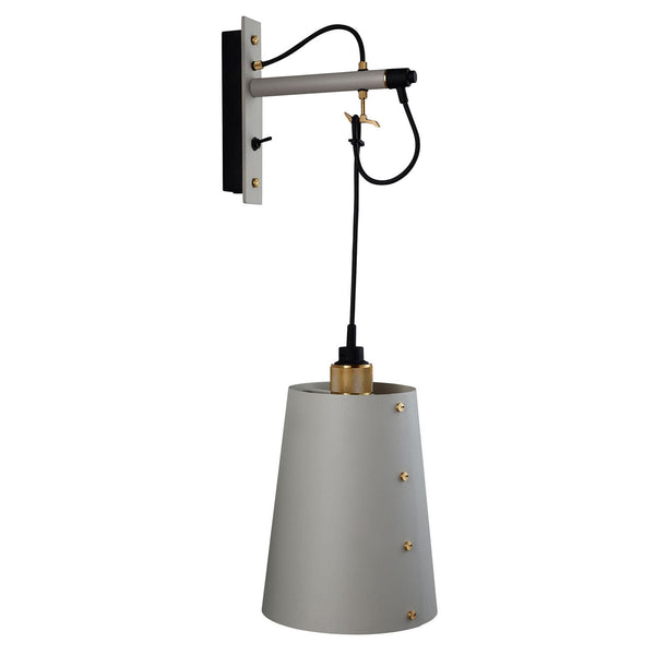 Applique murale Hooked Wall en acier, gris clair et laiton, 40 W, modèle 3