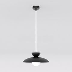 Suspension Mulan noire, verre blanc