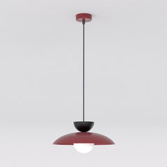 Suspension Mulan bordeaux et noire, verre blanc