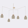 Suspension Kru 5 lumières beige, bois