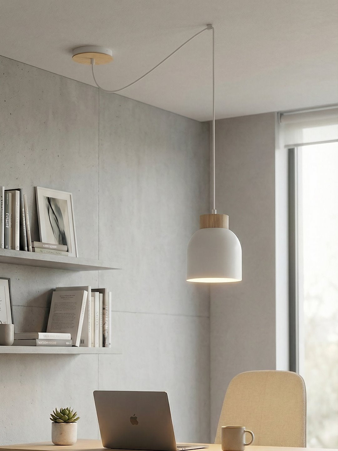 Suspension Kru blanche, bois