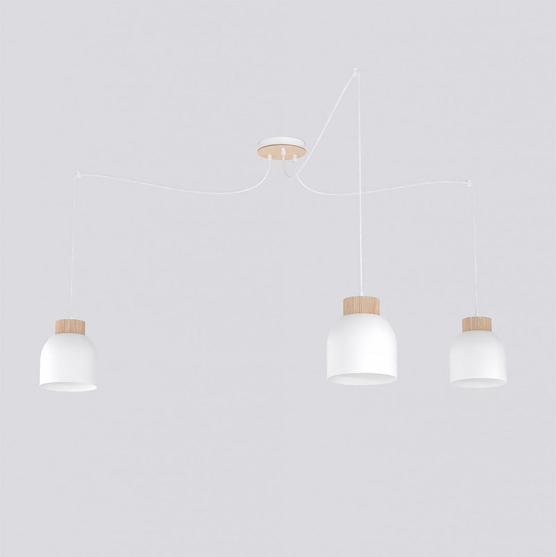 Suspension Kru 3 lumières blanche, bois