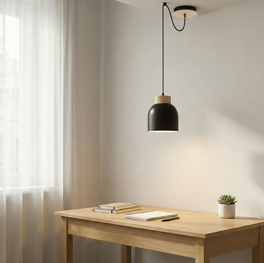 Suspension Kru noire, bois
